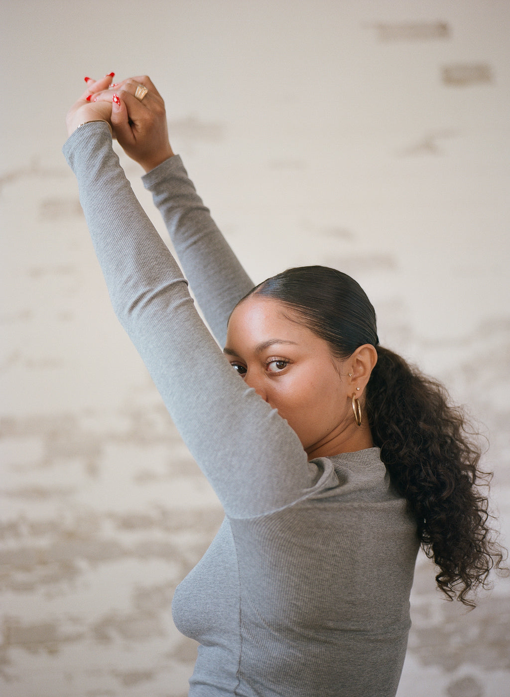 LUNA LONG SLEEVE TOP - Heather Grey